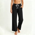 thumbnail image 2 of Guluxicc Summer Pants for Womens Elastic Waist Wide Leg Trousers with Pockets Casual Pants for Active Outdoor, 2 of 6
