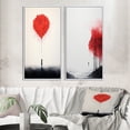 thumbnail image 1 of Designart "Tender Red Serenity Minimal Watercolor II" Abstract Landscape Framed Wall Art Set Of 2 - Modern Red Framed Canvas Set For Living Room Decor, 1 of 6