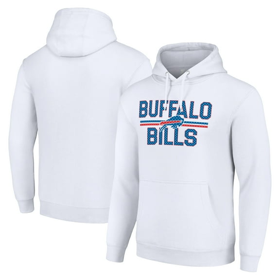 Unisex Starter White Buffalo Bills Team Mesh Print Graphic Tri-Blend Pullover Hoodie