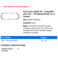 thumbnail image 2 of Valve Cover Gasket Set - Compatible with 1987 - 1993 Mazda B2200 2.2L 4-Cylinder 1988 1989 1990 1991 1992, 2 of 2
