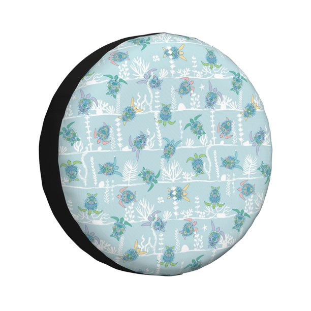 Fotbe Sea Turtle Funda de Llanta de Repuesto con Estampado, Engrosada, Ajuste Universal para Jeep, Remolque, RV, SUV, Camión-17 inch