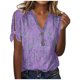 thumbnail image 2 of Fiudx Ofertas de La Semana Blusa de Manga Corta de Verano con Cuello En V para Mujer, Sexy, Informal, con Estampado Regular, 2 of 5