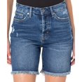 thumbnail image 3 of EARNEST SEWN NEW YORK Womens Blue Denim Pocketed Frayed Button Fly Cutoff Hem High Waist Shorts 30, 3 of 3