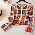 thumbnail image 2 of ZQUUVOU Women Crochet Floral Knit Pullover Cardigan Womens Long Sleeve V Neck Sweater Hollow Out Top Red, 2 of 3