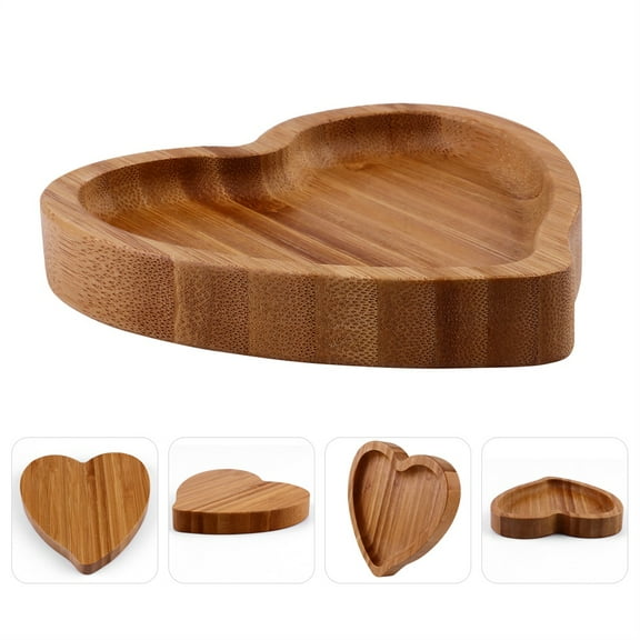 IBASETOY Bamboo Wood Heart Shape Trinket Dish Decoration 1Pcs