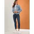 thumbnail image 3 of Chaqueta vaquera desgastada de manga larga con botones de mezclilla para mujer Azul claro S, 3 of 5