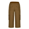 thumbnail image 4 of Pants for Women Work Drawstring Cropped Cargo Capris With Pockets for Outdoor Hiking Palazzo Wide Leg Pants, 4 of 4