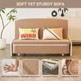 thumbnail image 5 of 60" 3 in 1 Pull Out Sofa Bed, Full Size Convertible Sleeper Loveseat with Storage, Trundle & 2 Pillows, Saddle Tan, for Living Room/Dorm/Bedroom/Office/RV, 5 of 9
