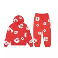 thumbnail image 5 of Sudadera con capucha a juego con estampado de flores, sudadera con capucha holgada para hombres y mujeres, traje de sudadera para hombres, 5 of 5