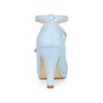 thumbnail image 2 of BLISSFUL STEP Women's Shoes Platform Round Toe Cross Strap Buckle Closure Stiletto Heel  Mary Jane Pumps Light Blue 6, 2 of 5
