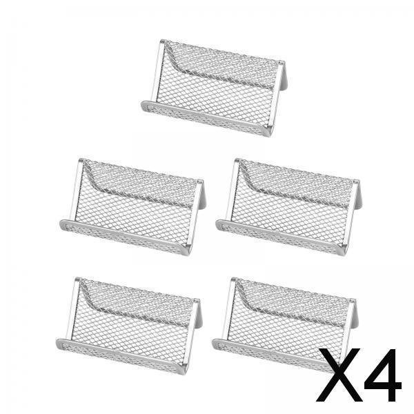 Tarjetero de Malla Metálica 2x5x, Soporte para Tarjetas de Visita, Organizador de Colección de Tarjetas de Oficina para Recepciones, Restaurantes, Enc 4 piezas