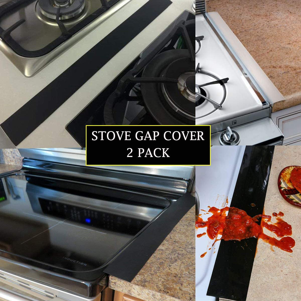 2pcs/Set Kitchen Silicone Stove Counter Gap Cover Heat Resistant Wide & Long Gap Filler Spills Seals Color : Translucent, Size : 21 