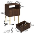 thumbnail image 2 of Mesa de noche JOONEE con enchufe y luz LED, mesa auxiliar con cajón de almacenamiento, mesa con estrías para sala y dormitorio, 2 of 7