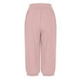 thumbnail image 5 of Mrat Capris Joggers for Women Stretchy Athletic Pants High Waisted Workout Cropped Pants Loose Casual Capris Trousers S-36 Pink-A XL, 5 of 9