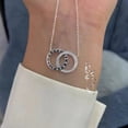 thumbnail image 4 of Collar De Plata S925 Pandora Amor Femenino Doble Anillo Mujer Clavícula Cadena Suéter, 4 of 4