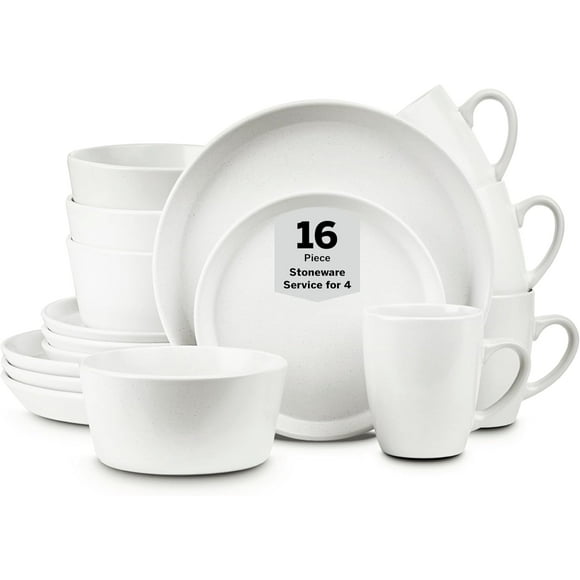 Vajilla de Lujo Vascella Blanca Mate para 4 personas 16 piezas