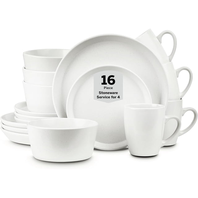Vajilla de Lujo Vascella Blanca Mate para 4 personas 16 piezas