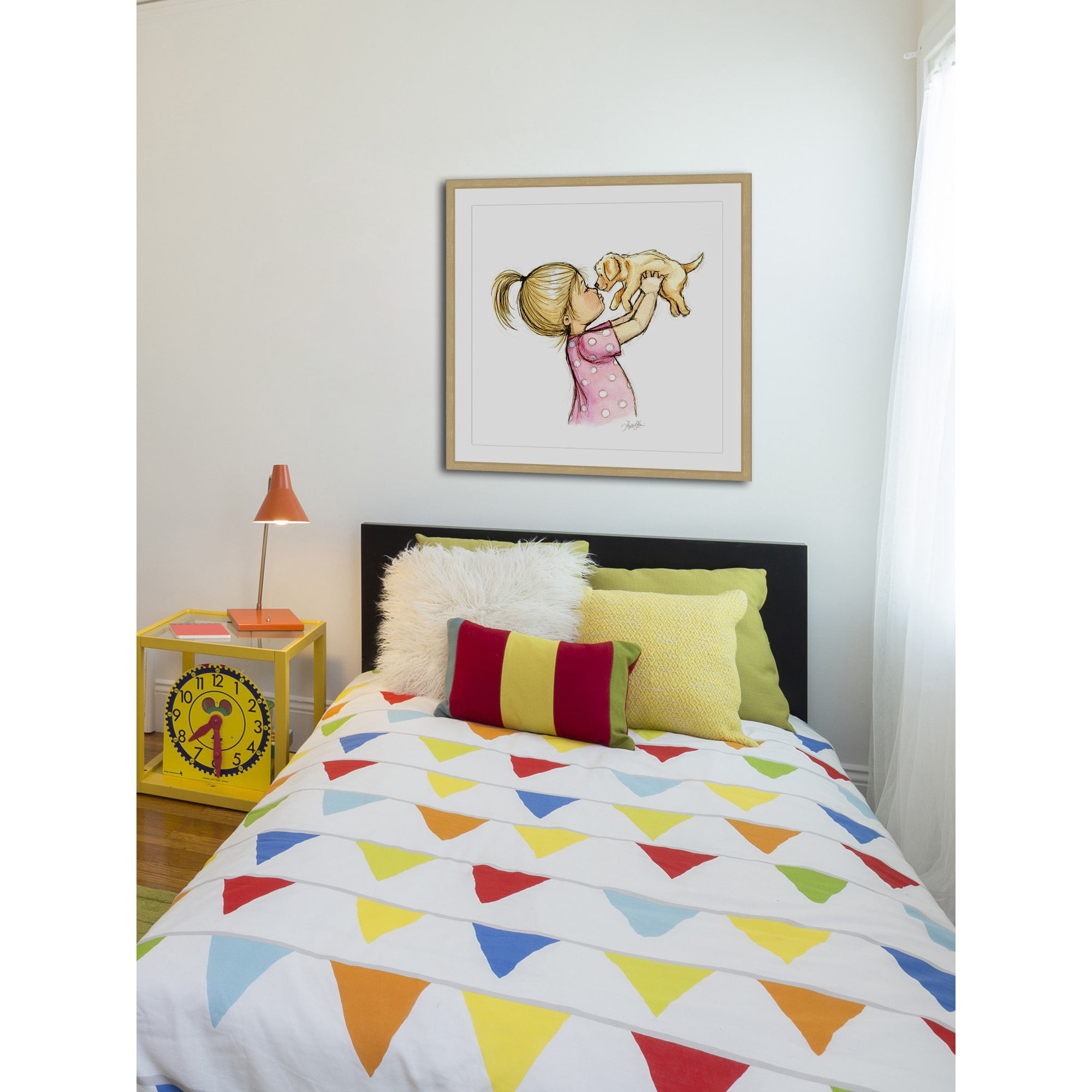 Marmont Hill "Puppy Loves Girl" By Phyllis Harris Framed Painting Art Print, 32.0" x 1.5"