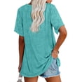thumbnail image 3 of Womens V Neck TShirts Short Sleeve Loose Casual Summer Tops with Pocket, 3 of 6