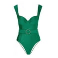 thumbnail image 2 of UTSJKR Women's Belted Underwire One Piece Swimsuit Retro Tummy Control Bathing Suits Push Up Padded Monokini Swimwear Green 8, 2 of 3