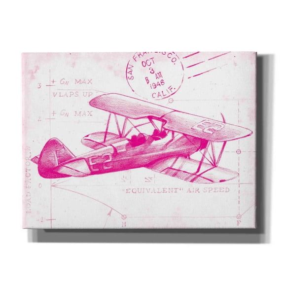 Epic Graffiti 'Flight Schematic I in Pink' by Ethan Harper Canvas Wall Art, 26"x18"
