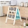 thumbnail image 2 of 2 Step Ladder,Lightweight Folding Step Stool with Wide Anti-Slip Pedal, 330LBS Capacity, Heavy Duty,Sturdy Iron Metal Step Stool for Home, Kitchen, Closet, Adults, Cream White, 2 of 8