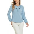 thumbnail image 3 of INSPIRE CHIC Women's Valentine's Day Ruffle Neck Long Sleeve Blouse Shirts M Dusty Blue-Solid, 3 of 7