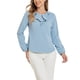 thumbnail image 2 of Blusa de manga larga con cuello rizado INSPIRE CHIC para mujeres, Día de San Valentín, M Azul Polvo-Sólido, 2 of 6