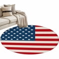 thumbnail image 2 of 3ft Round Rug, 4th of July Non-Skid Rubber Backing Large Area Rugs - Living Room Bedroom Home Office, Red Stripes Independence Day Indoor Floor Mat Carpets Washable Rug, 2 of 9