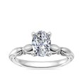 thumbnail image 1 of 1.15 Ct Oval Shape Genuine Diamond Radiating Solitaire Engagement Ring for Ladies Solid 14K White Gold Size 7, 1 of 8