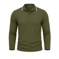 thumbnail image 4 of Zivyakyro Long Sleeve Polos for Men Fall Button Collared Casual Loose Shirts Textured Breathable Jacquard Green 2XL, 4 of 7