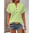 thumbnail image 4 of T Shirts For Women Green Womens Tops Fashion V Neck With Mesh Cut Out Short Sleeved Elegan Casual Pullover Daily Comfortable Summer Tops, 4 of 7