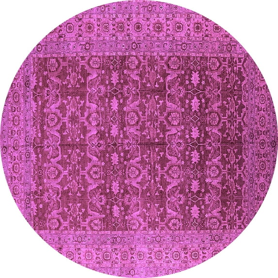 Ahgly Company Indoor Round Oriental Purple Industrial Area Rugs, 3' Round