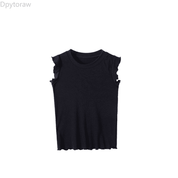 Dpytoraw Girls Summer Tops Short Sleeve Round Neck Blouse Casual Outfit Playful Tee For Everyday Wear Comfortable Stretchy Fabric Age 4 10 Girl Vest‌ Size Black 4-5 Years