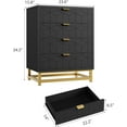 thumbnail image 3 of IdealHouse Modern 4 Drawer Dresser, Wide Chest with Gold Metal Legs & Handles, Wood Storage Organizer for Bedroom, Living Room, Hallway, Black, 3 of 6