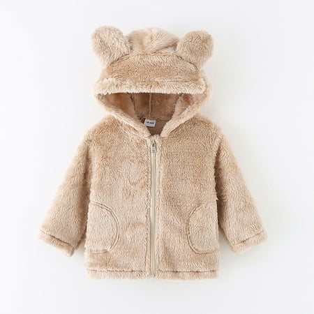 

PatPat Unisex Toddler Bear Ear Zipper Fleece Jacket Winter Warm Hooded Outerwear Coat Kids Sweatshirt Boys Girls Sherpa Fuzzy Outwear 1-6T