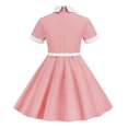 thumbnail image 6 of Zwiiyzr 3-8 Years Girls 1950S Vintage Dresses Summer Retro Colorful Button Up Short Sleeve Dress Pink, 6 of 8