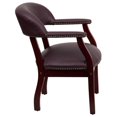thumbnail image 3 of Burgundy Top Grain Leather Conference Chair with Accent Nail Trim, 3 of 9