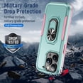 thumbnail image 5 of for iPhone 14 Pro Case with Kicktand,[ Military Drop Protection] for iPhone 14Pro Case,Green+Pink, 5 of 12
