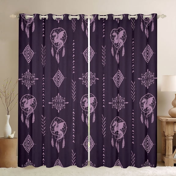 Feelyou Damask Black Out Curtains, Dragon Dreamcatcher Curtains Pack of 2 (42x63 Each)