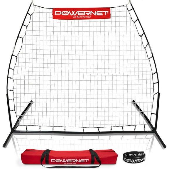 PowerNet Rebounder Training Net for Soccer, Baseball, Softball & Lacrosse, Angled Multi-Sport Rebounder, Portable Dual-Side Bounce Back Soccer Net