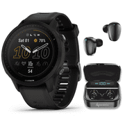 Garmin Forerunner 955 Solar, GPS Running Smartwatch with Solar Charging Capabilities, Tailored to Triathletes, Long-Lasting Battery, Black with Wearable4U Black EarBuds Bundle