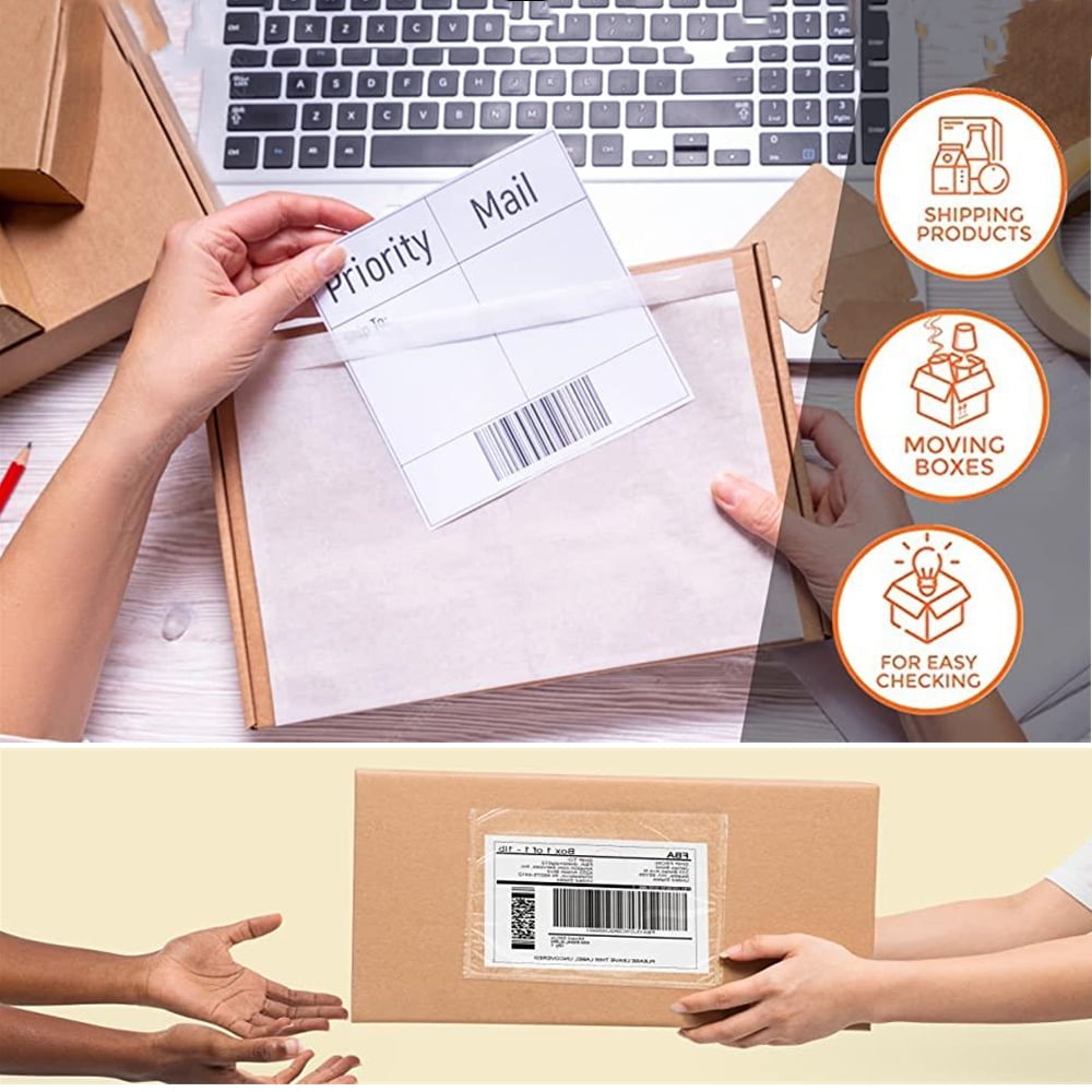 NefLaca Clear Self-Adhesive Packing List Envelopes/Shipping Label Pouches, 7.5" x 5.5", 500 Pack