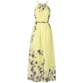 thumbnail image 2 of Gubotare Women Halter Floral High Waist Chiffon Maxi Party Prom Dres,Yellow L, 2 of 4
