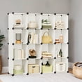 thumbnail image 4 of LEDREM 16-Cube Modular Closet System - Heavy Duty Plastic & Metal Storage Organizer, Tool-Free Assembly, Cream White, 4 of 6