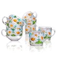 thumbnail image 5 of STP GOODS Daisy Field Glass Mug Set of 2 pcs 15.2 fl oz (450 ml) Tea Mugs for Hot Beverages Coffee and Tea Mugs for Latte Cocoa Chocolate Glass Drinkware, Service for 2, Yellow Green Clear, 5 of 5