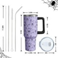 thumbnail image 3 of Halloween Goth Skull 40oz Tumbler Cup with Handle and Straw, Witch Moth Gifts for Women Girls, Holiday Stainless Steel Insulated Water Bottle 1PC, 3 of 6