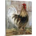 thumbnail image 1 of Cuadro decorativo lienzo pintura gallo de granja cresta roja plumas marrones y blancas fondo madera desgastada, arte rústico campestre vertical, decoración para cocina, comedor y cabaña, 1 of 6