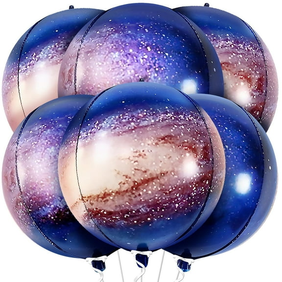 KatchOn, Big Galaxy Balloons - 22 Inch, Pack of 6, Earth Party Supplies | 360 Degree 4D Round Sphere Balloons for Space Themed Party Decorations | Planet Balloon for Outer Space Decorations