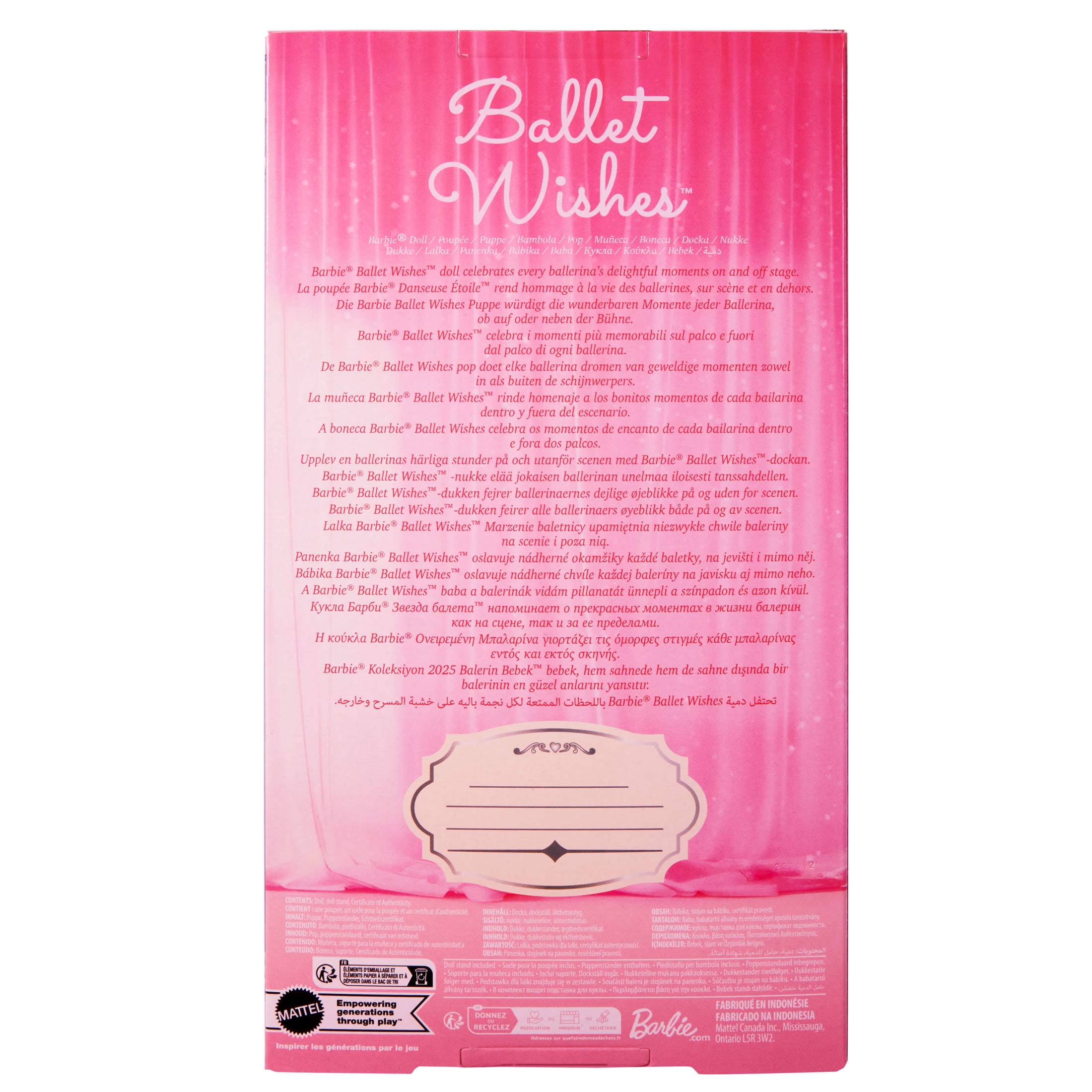 Barbie Signature Ballet Wishes Doll, Collectible Fashion Doll in Satiny, Pink Tutu